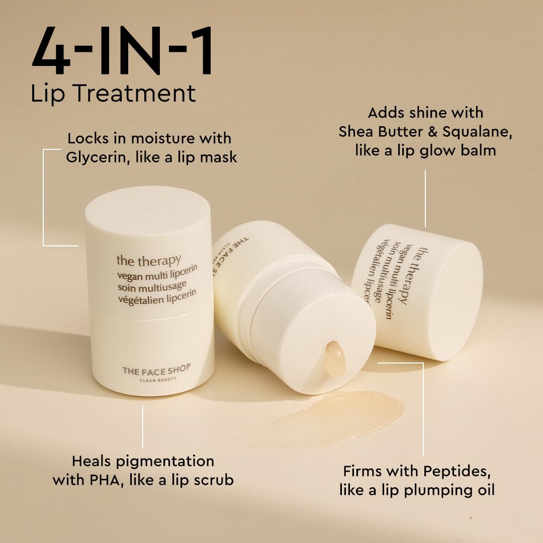 The Face Shop The Therapy Multi Vegan Lipcerin/Lip Mask with Peptides, Shea Butter & PHA