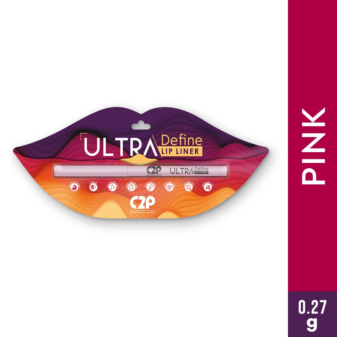 C2P Pro Ultra Define Lip Liner, One Swipe Smooth Application, Matte Finish, Long Lasting, Waterproof & Smudge Proof, Enriched with Jojoba Oil & Shea Butter, 0.27g (Doll House 04-Pink)