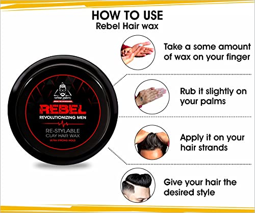 Urbangabru Combo Hair Styling Kit - Rebel Hair Styling Clay Wax (85 Gram) for 100 Times Re-Styleable and Unlimitied Strong Hold No Gas Hair Spray (100 ml)