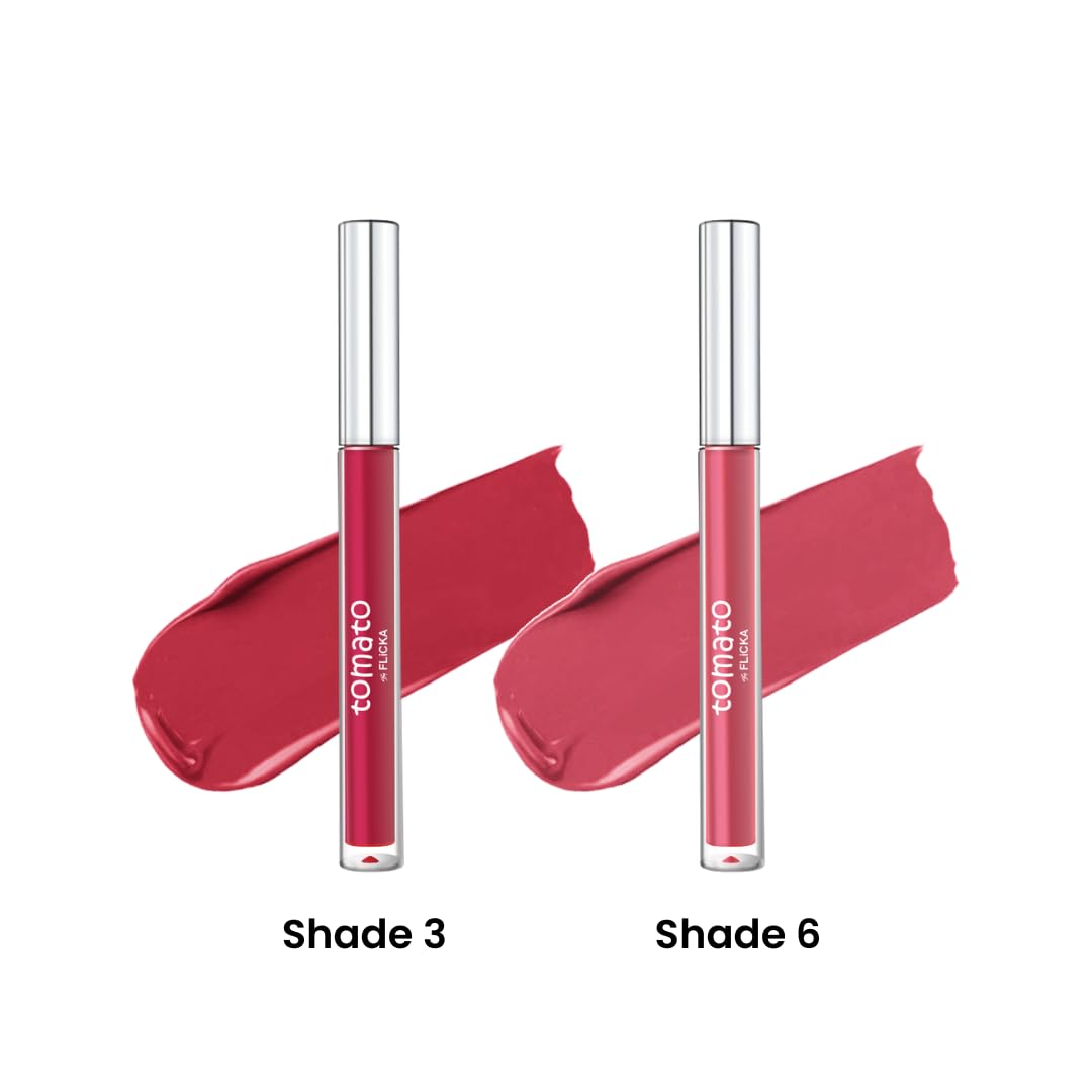 FLiCKA Tomato Liquid Matte Lipstick Transfer Proof, Smudge Proof, Non-Sticky, Creamy Lightweight Shade 3 & Shade 10 Combo