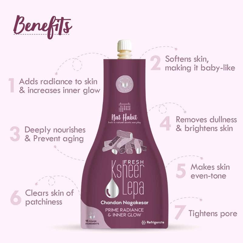 Nat Habit Hair Mask & Face Pack Combo Crushed Tri-Leaf NutriMask & Chandan Nagakesar Lepa For Men & Women Hairfall Control & Glowing Skin, Suitable For All Skin & Hair Types (Combo Pack of 3)