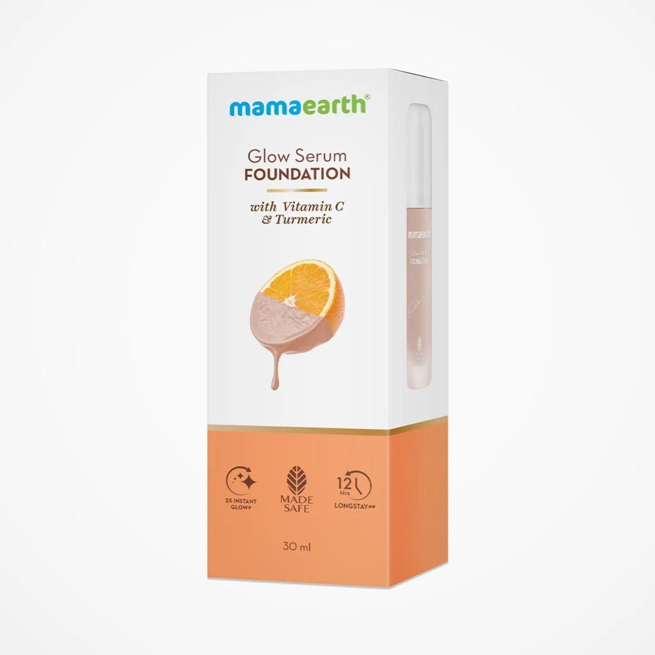 Mamaearth Glow Serum Medium Foundation Dewy With Vitamin C & Turmeric For 12-Hour Long Stay - 01 Ivory Glow - 30 Ml, Normal