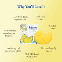 Softsens Kids Lucky Duck Soap| Grade 1 Soap| Infused Shea Butter & Milk Cream |Dermatologist Tested| Shape Soap (Pack of 5,75g each)