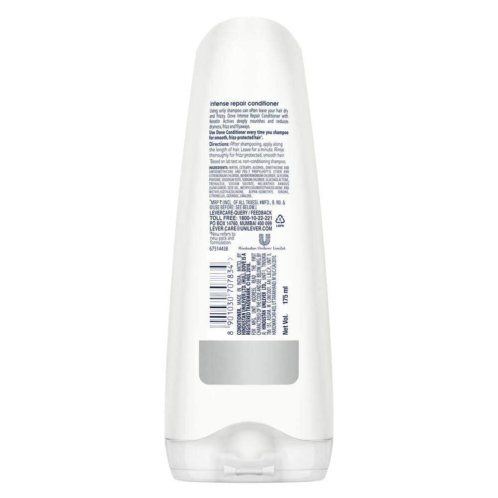 TRESemme Keratin Smooth Shampoo, 580ml And Dove Hair Therapy Intense Repair Conditioner, 175ml