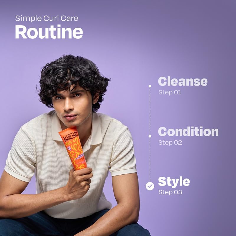 MANETAIN Leave-in Conditioner for Curly Hair 200ml | Lightweight, Moisturizing & Curl-Enhancing | Frizz Control with Slippery Elm, Seaweed & Marshmallow Root Extracts | Hydrated, Defined, & Shiny Curls |