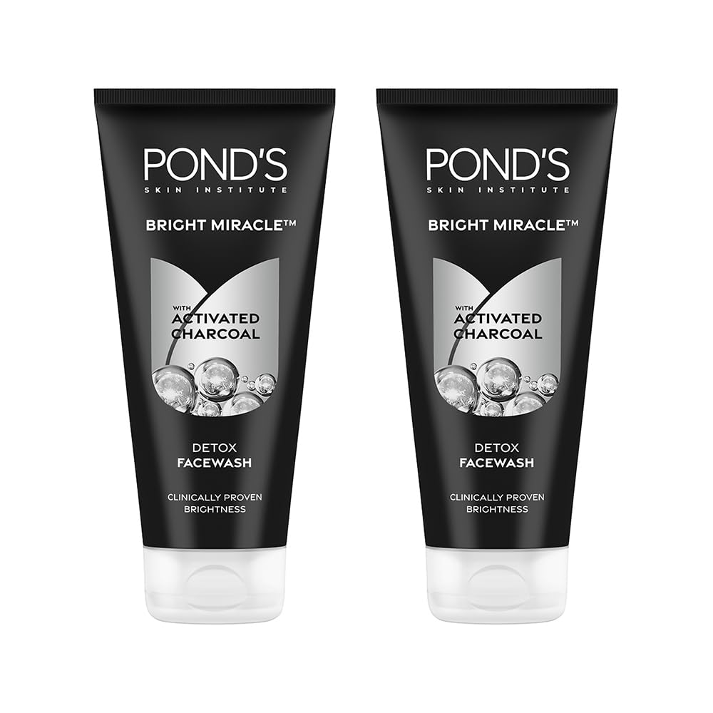 POND's  Ponds Bright Miracle Detox Facewash With 10X Power Of Charcoal, 200Gm (Pack Of 2)