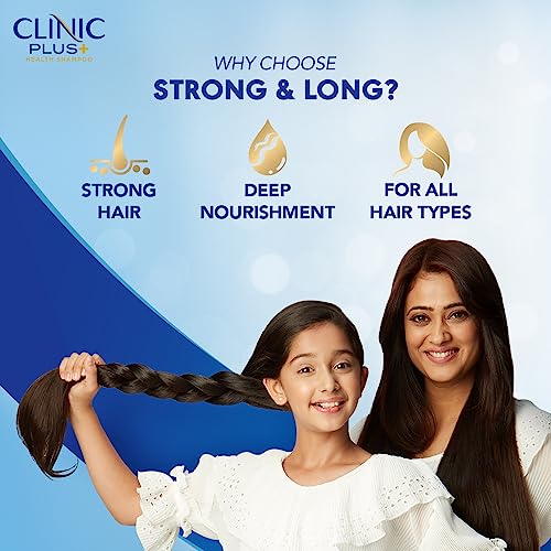 Clinic Plus Strong & Long Shampoo 355Ml, With Milk Proteins & Multivitamins For Healthy And Long Hair - Strengthening Shampoo For Hair Growth