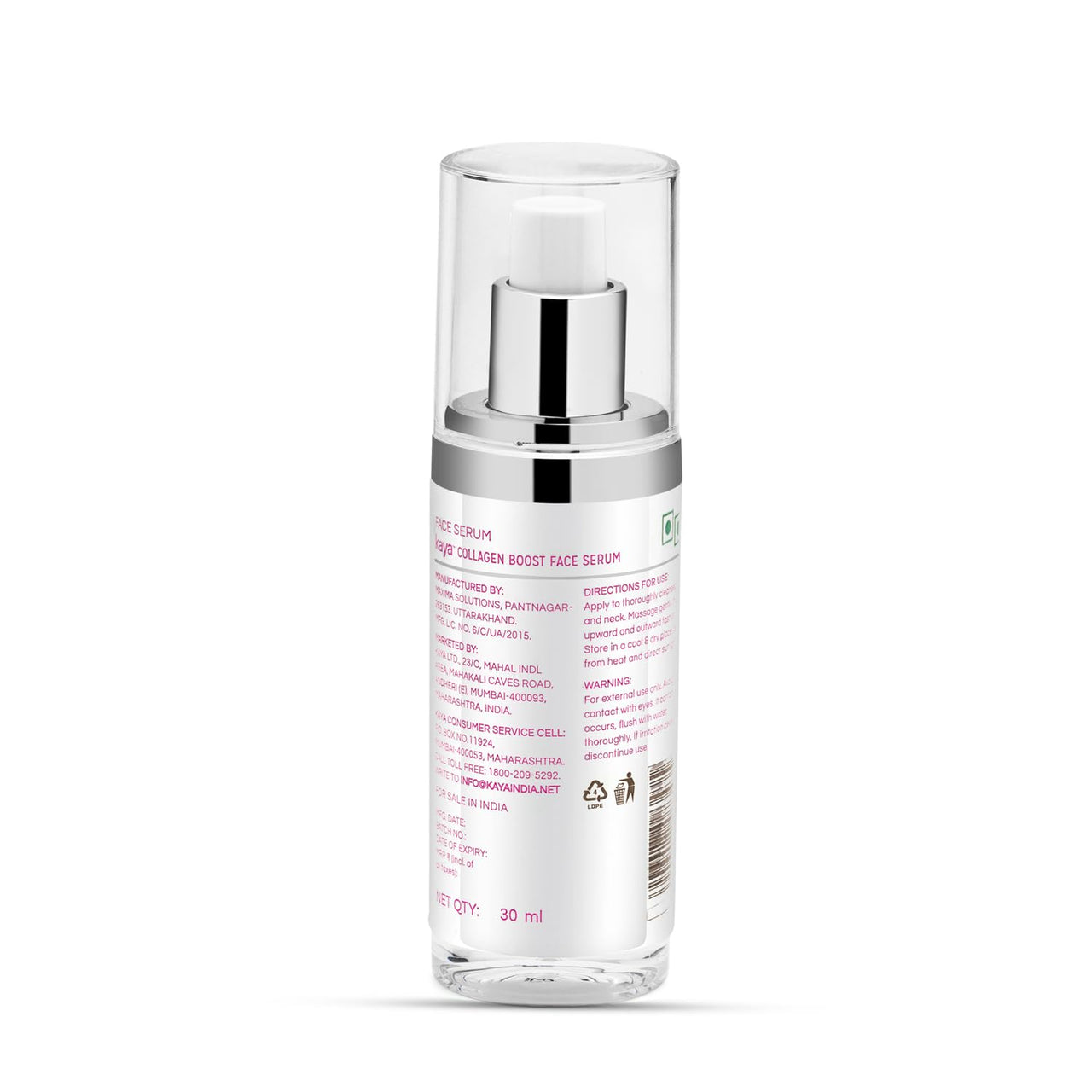 Kaya Clinic Collagen Boost Face Serum, Fine Lines & Wrinkles Reduction, Collage Booster, Light Weight Face Serum, Hydration, 30ml