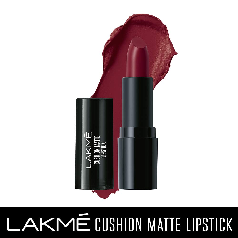 Lakmé Cushion Matte Lipstick, Red Wine, 4.5 g & Lakmé Cushion Matte Lipstick, Burgundy Bloom, 4.5 g