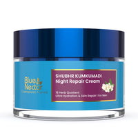Blue Nectar Ayurvedic Anti Aging Night Cream for Men for fine lines and wrinkles | Skin Repair Plant Based Nourishment | Best Men Face Moisturizer (16 Herbs, 50g)
