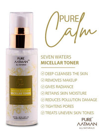 PURE AATMAN Seven Waters Micellar Toner | 100 ml Cleansing Water | Cleansing & Brightening
