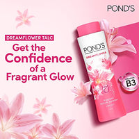 POND's Dreamflower, Pink Lily Fragrant Talcum Powder, 400G, For Long-Lasting Fragrance, With Vitamin B3, Glowing Skin, For Men & Women