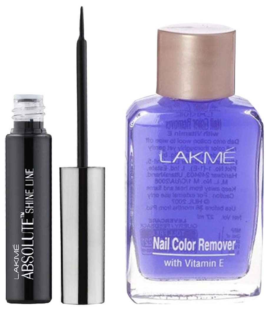 Lakmé Absolute Shine Glossy Liquid Eye Liner, Black, 4.5Ml And Lakmé Nail Color Remover, 27Ml