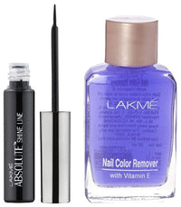 Lakmé Absolute Shine Glossy Liquid Eye Liner, Black, 4.5Ml And Lakmé Nail Color Remover, 27Ml