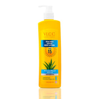 VLCC Aloe Vera Soothing Body Lotion - 350ml | Aloevera Body Lotion with SPF 15 | Calms Skin & Soothes Bumps | Even Texture and Hydration | Helps Fade Tan | Aloevera and Cocoa Body Lotion.