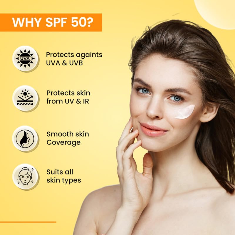 AVEIL Gel Sunscreen SPF 50 | Non-Greasy, Non-Absorbent & No White Cast | For All Skin Types | UVA, UVB, UV & Infrared Rays Protection | Skin Rejuvenating | Repairs from Photo-Ageing | Pack of 1-50ml