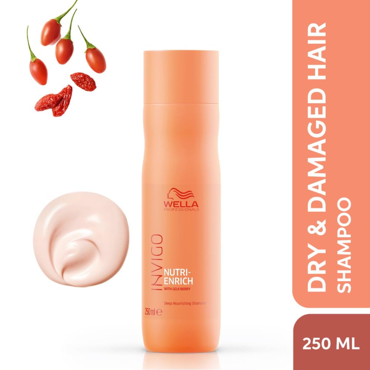 Wella Professionals Invigo Nutri-Enrich Shampoo | Deep Nourishment for Dry, Frizzy & Damaged Hair | 250 ml | With Goji Berry & Vitamin E