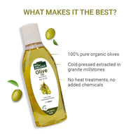 INDUS VALLEY 100% Organic Olive Oil Massage Oil & Growout Hair Oil (100ml+100ml= 200ml)