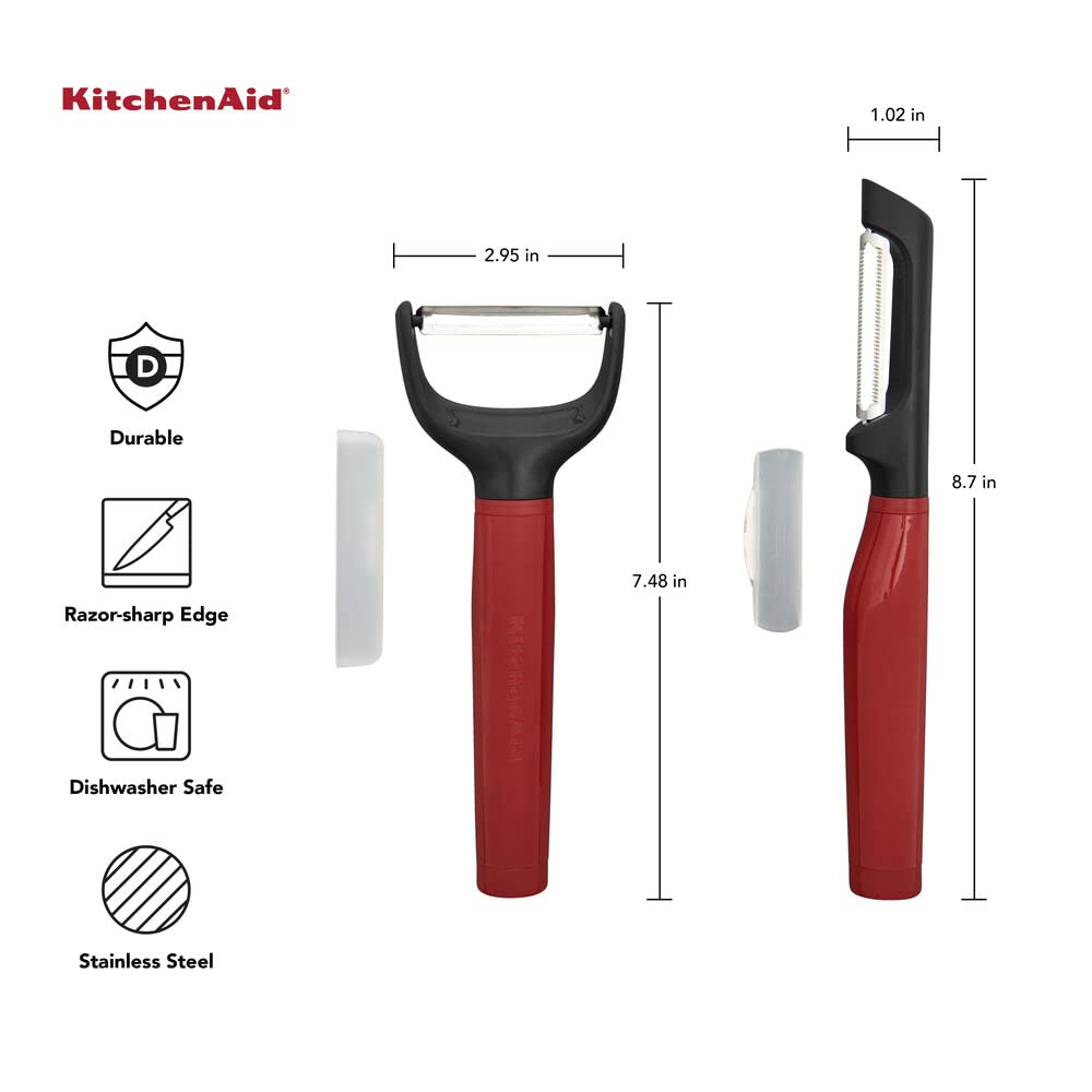 KitchenAid Universal Y and Euro Peeler Set, 8.7-Inch, Empire Red 2 Piece Peeler Set