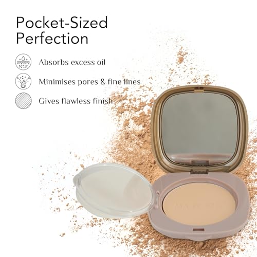 MARY JO K Oil Control Compact Powder, Natural Shade, HD Complexion, Flawless Finish
