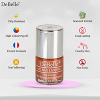 DeBelle Gel Nail Polish Roseate Gold (Metallic Rose Gold Nail Paint)|Non UV - Gel Finish |Chip Resistant | Seaweed Enriched Formula| Long Lasting|Cruelty and Toxic Free| 8ml
