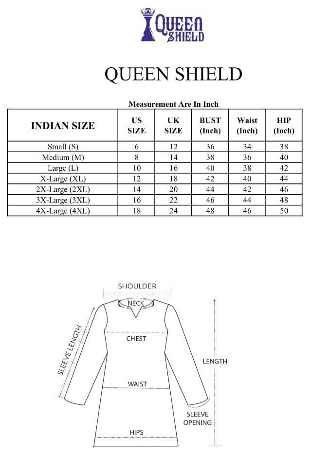 QUEEN SHIELD Women's  Knee Length Rayon Chikan-Kari KurtaKurti (QS_6631)