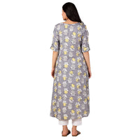 in. fuse by Shoppers Stop Printed Rayon Round Neck Womens Hi Low Kurta