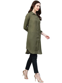 Jompers Women's  A-Line Crepe Georgette Kurta (Blue)