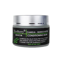 EcoBerry Camellia Mango Butter Leave In Conditioning Balm | Dry & Frizzy Hair, Organic, Silicone Free, Paraben Free, Chemical Free, Cruelty Free, Mineral Oil Free, Preservative Free, Veg