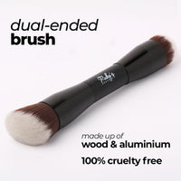 Ruby's Organics Dual Ended Makeup Brush for Face Makeup - Multipurpose brush for Foundation, Concealer, Blush and Compact for flawless finish, Blending and Powder Brush, Cruelty-free, Large Coverage Makeup Tool