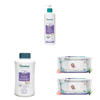 Himalaya Baby Massage Oil (500ml), Gentle Wipes (72 Napkins of 2 Packs) and Powder, 700g Combo