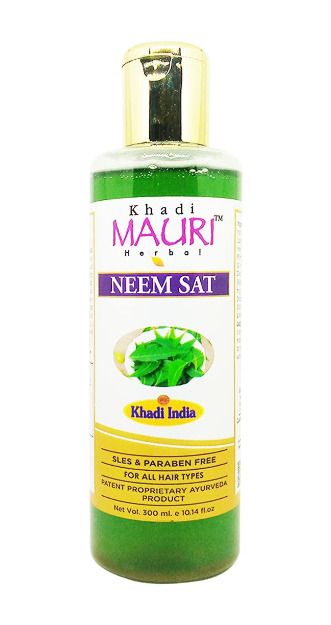 Khadi Mauri Herbal Neem Shampoo - Deep Hair & Scalp Cleansing, Provides Shiny and Lustrous Hair - Enriched with Tea Tree Oil, Basil & Natural Ingredients - 210 ML