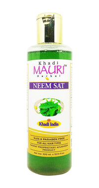 Khadi Mauri Herbal Neem Shampoo - Deep Hair & Scalp Cleansing, Provides Shiny and Lustrous Hair - Enriched with Tea Tree Oil, Basil & Natural Ingredients - 210 ML