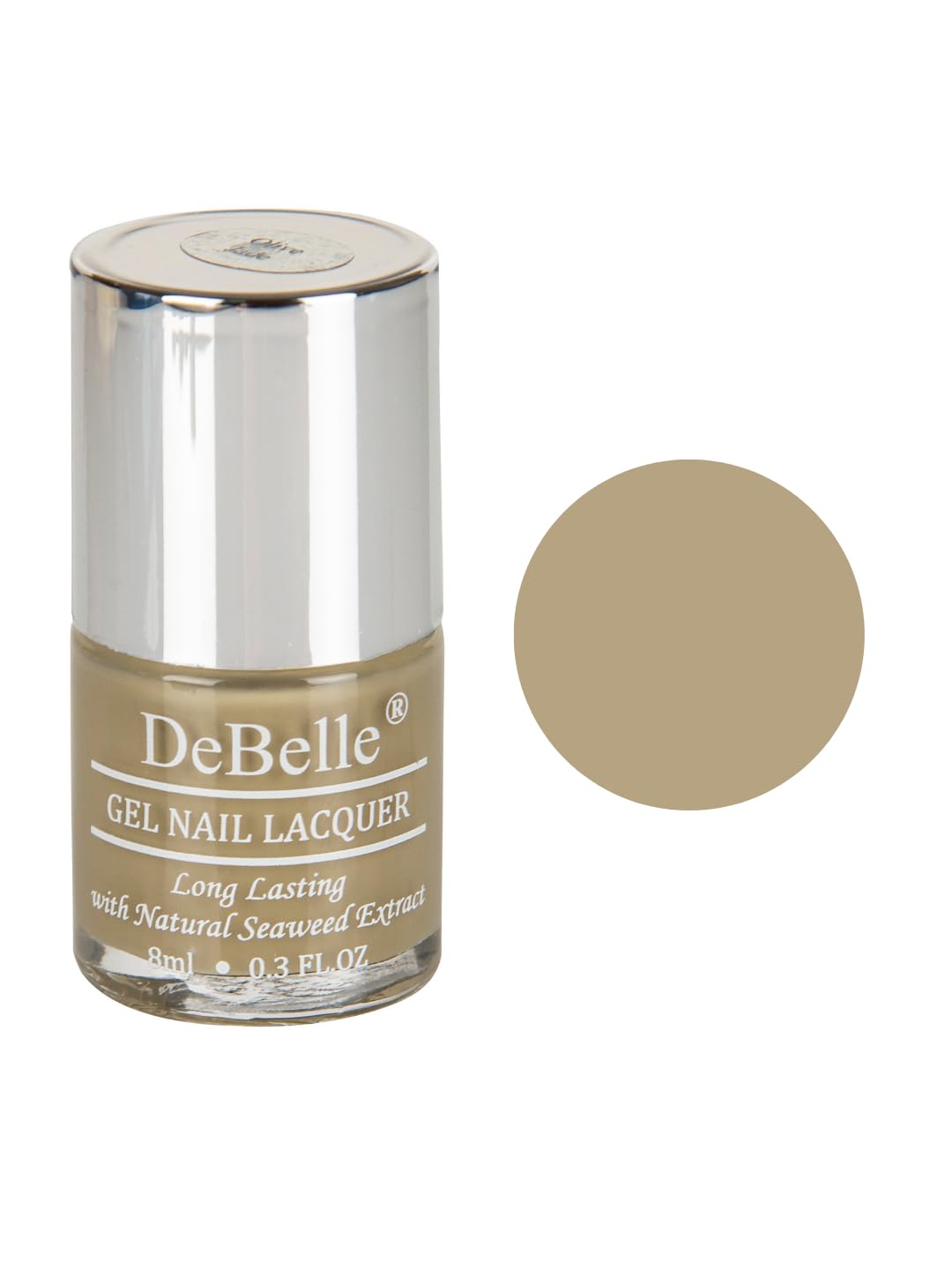 DeBelle Gel Nail Polish Olive Jade(Pastel Olive Green Nail Paint)|Non UV - Gel Finish |Chip Resistant | Seaweed Enriched Formula| Long Lasting|Cruelty and Toxic Free| 8ml