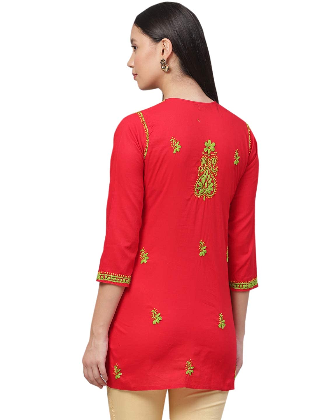 Ada Women's  Cotton Top Hand Embroidered Lucknowi Chikankari Tunic Kurti