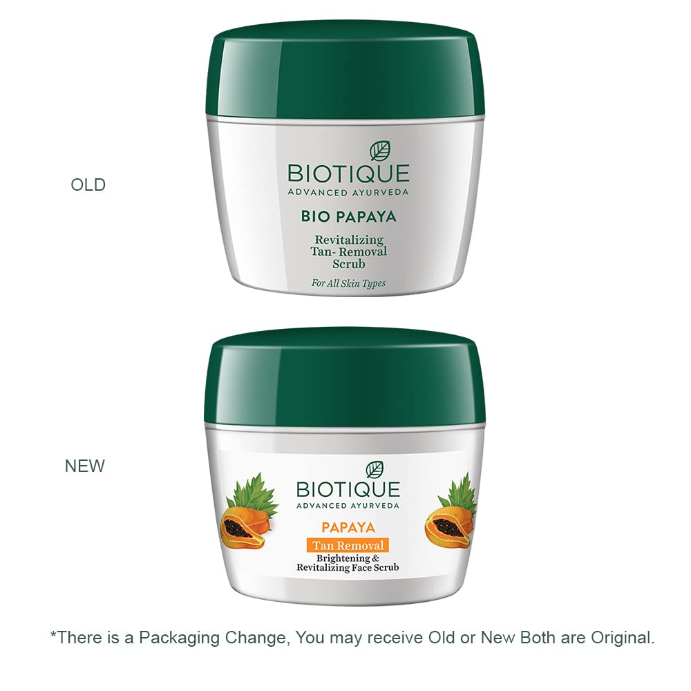 Biotique Papaya Tan Removal Brightening & Reviatalizing Face Scrub For All Skin Types, 235g & Biotique Wheat Germ Anti- Ageing Night Cream Reduces Fine Lines Lightens dark Spots, 50g