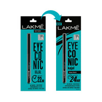 Lakmé Eyeconic Black Kajal, Matte Kohl Liner In A Twist Up Pencil, 0.35 G & Lakmé Insta Eye Liner, Black Semi_Matte Finish, Water Resistant, Long-Lasting, 9 Ml