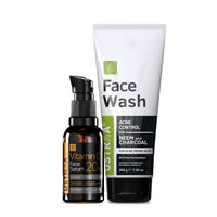Ustraa Face Wash Acne Control - With Neem & Charcoal - 200g - Oil control, Prevents Acne & 20% Vitamin C Face Serum - 30ml | 20% Vitamin C in Pure form | with Hyaluronic Acid | Anti-Aging, Brightening