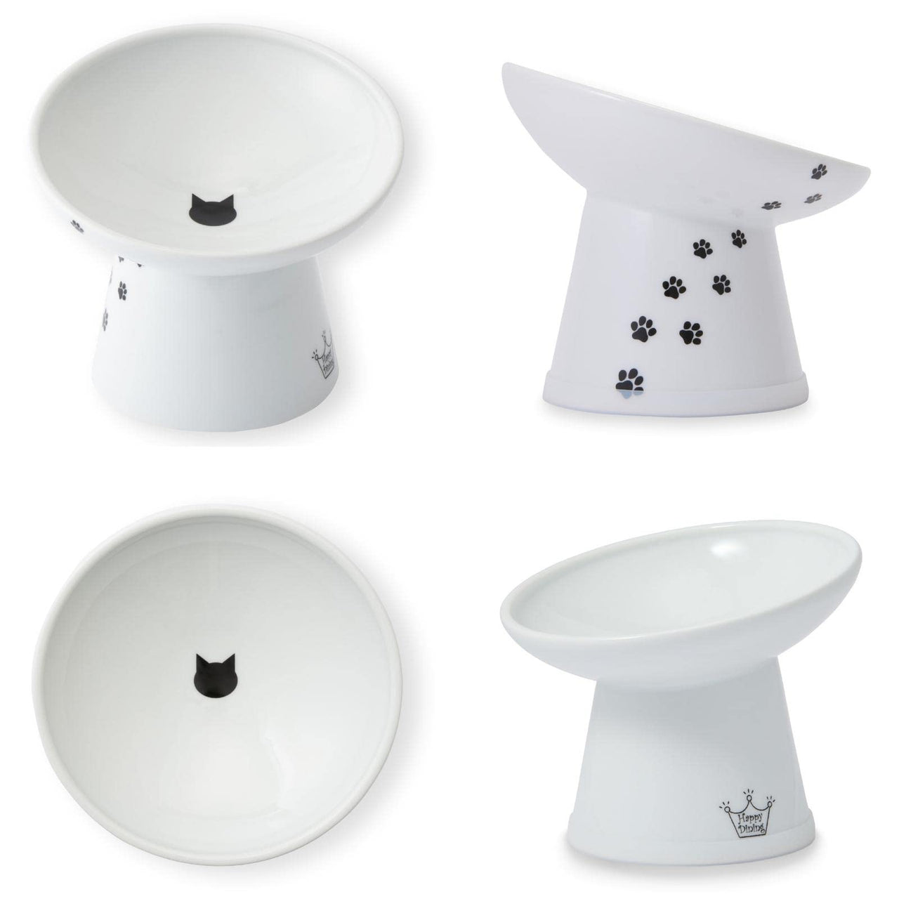 Necoichi Extra Wide Raised Cat Food Bowl, Elevated, Prevent Neck & Whisker Fatigue, Dishwasher and Microwave Safe, No.1 Seller in Japan! (Cat, Extra Wide Tilted)