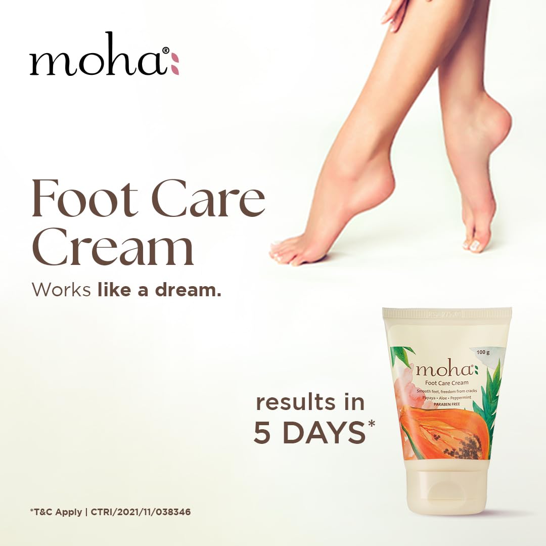 moha: Foot Cream For Rough, Dry and Cracked Heel, Feet Cream For Heel Repair With Benefits Of AleoVera, Papaya & Peppermint (50 g (Pack of 1))