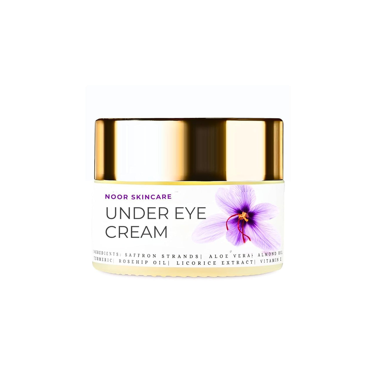 Noor Skincare Under Eye Cream for Dark Circles Removal Women/Men Gel Based, Organic, Natural, Rich, Anti-Puffy, Wrinkle Care & Glow Enhancer with Saffron, Almond, Turmeric, Aloe (30g)