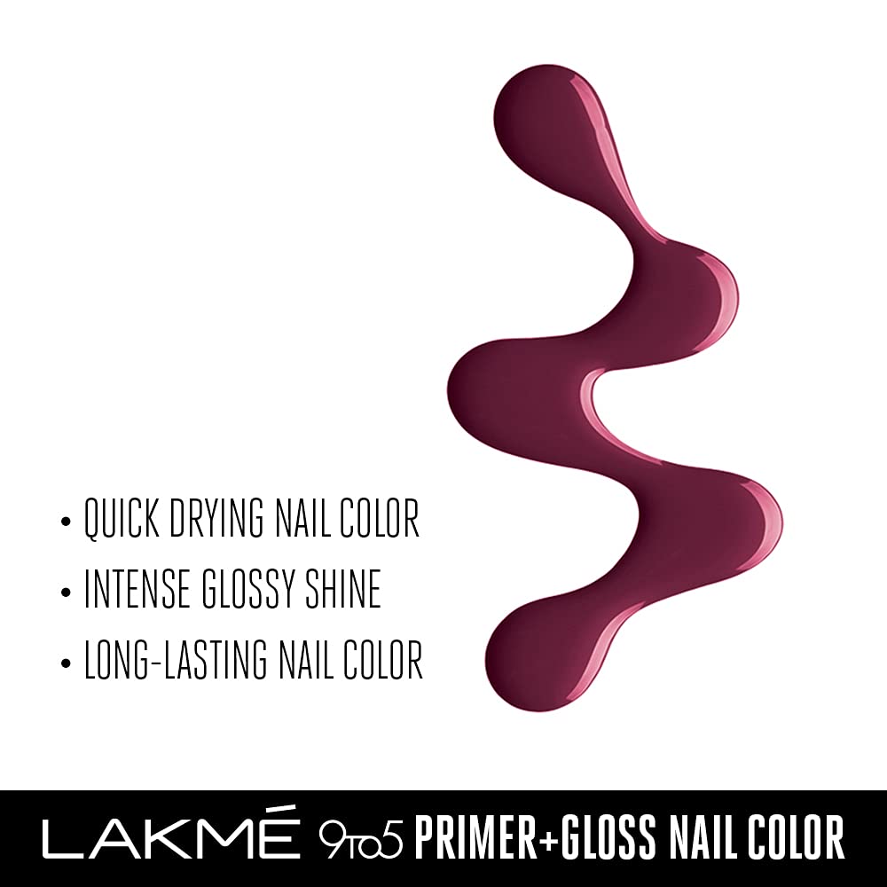 Lakmé 9 To 5 Primer + Glossy Finish Nail Colour & 9To5 Primer + Glossy Finish Nail Colour Combo,12 ML