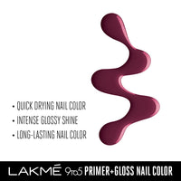 Lakmé 9 To 5 Primer + Glossy Finish Nail Colour & 9To5 Primer + Glossy Finish Nail Colour Combo,12 ML