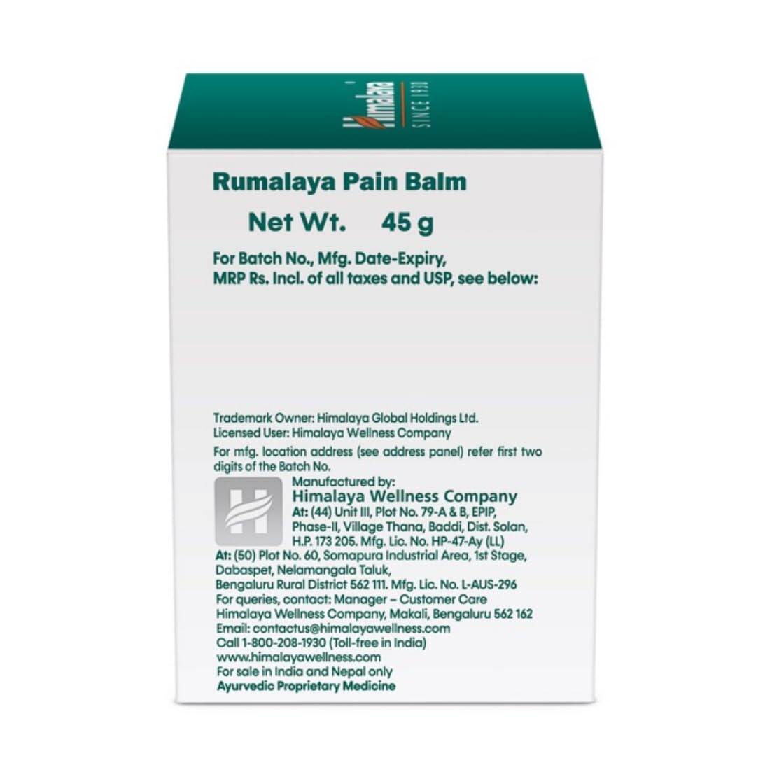 Himalaya Rumalaya Pain Balm 45 g | Fast Relief From Headache And Neck Pain Ayurvedic