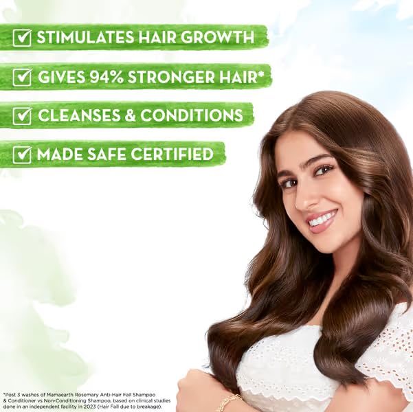 Mamaearth Rosemary Hair Fall Control Kit | Gives up to 94% Stronger Hair | Up to 93% Less Hair Fall | Made Safe Certified | For Men & Women | 650 ml