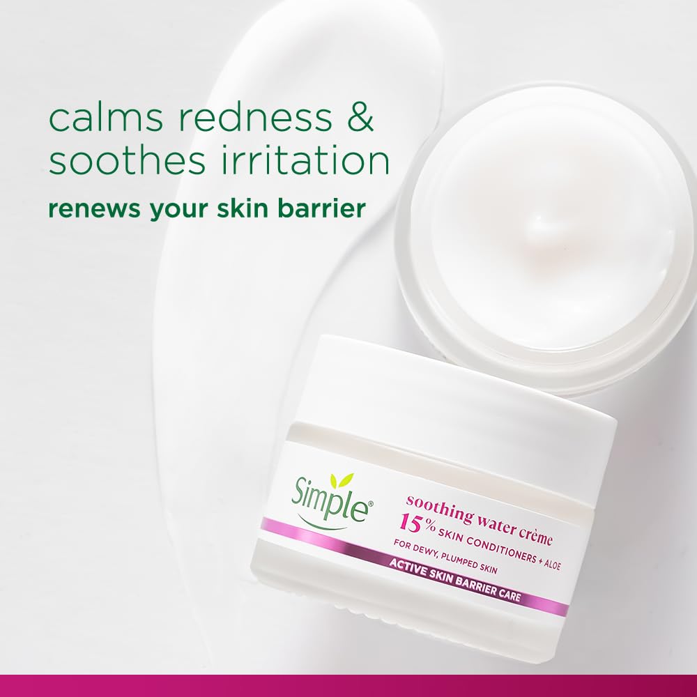 simple Bizzico Active Skin Barrier Care Soothing Water Crème 40G | with 15% Skin Conditioners & Organic Aloe Vera |Soothes Skin, Supports Skin Barrier Health