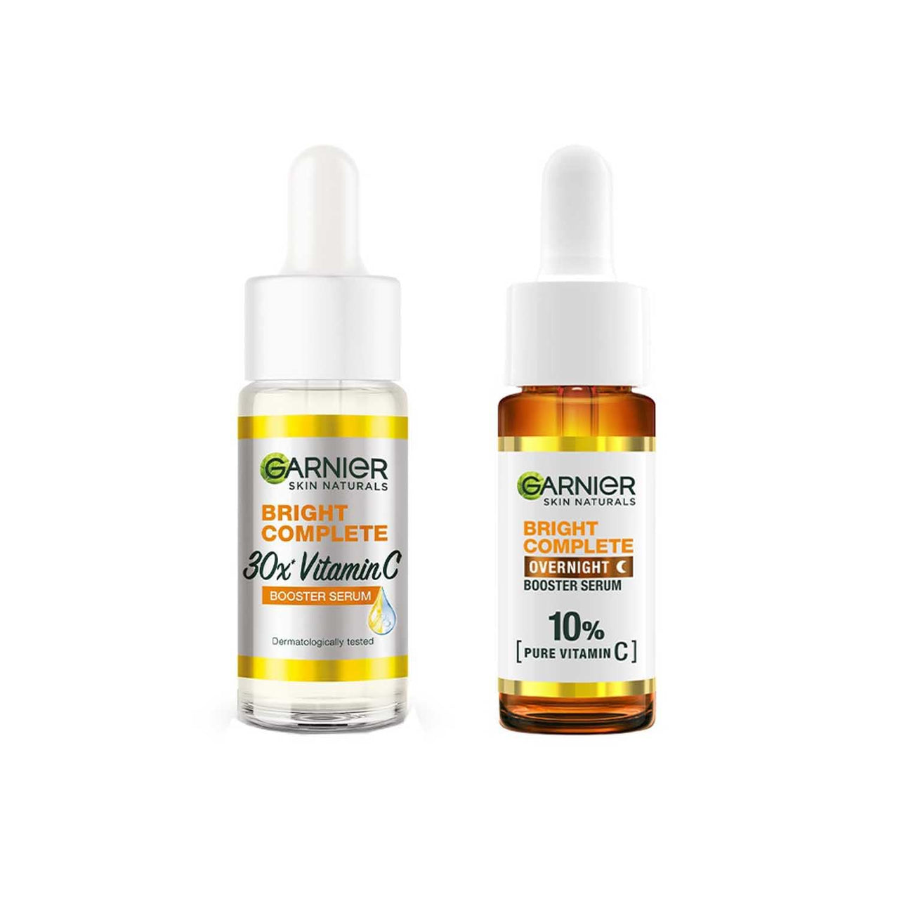 Garnier 30X Vitamin C Day + 10% Vitamin C Night Serum Combo - Wake Up to 73% Brighter Skin, Reduces Dark Spots & Promotes Even Skin Tone, Suitable for all Skin Types, 15+15ml