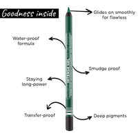 Seven Seas Double Intense Non Transfer Gel Kajal 24hr Stay Water Proof, Smudge Proof Longlasting Formula (Green, Black_Combo2) (1.5g each)