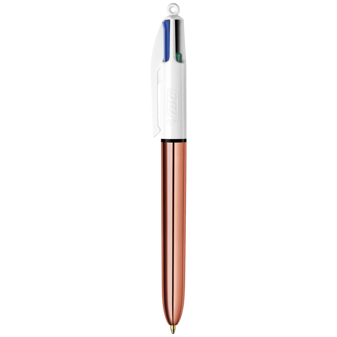 BIC 4 Color Shine Ball Pens Medium Points (1.0 mm) with Metallic Rose Gold, Silver and Gold Barrels - Pack of 3