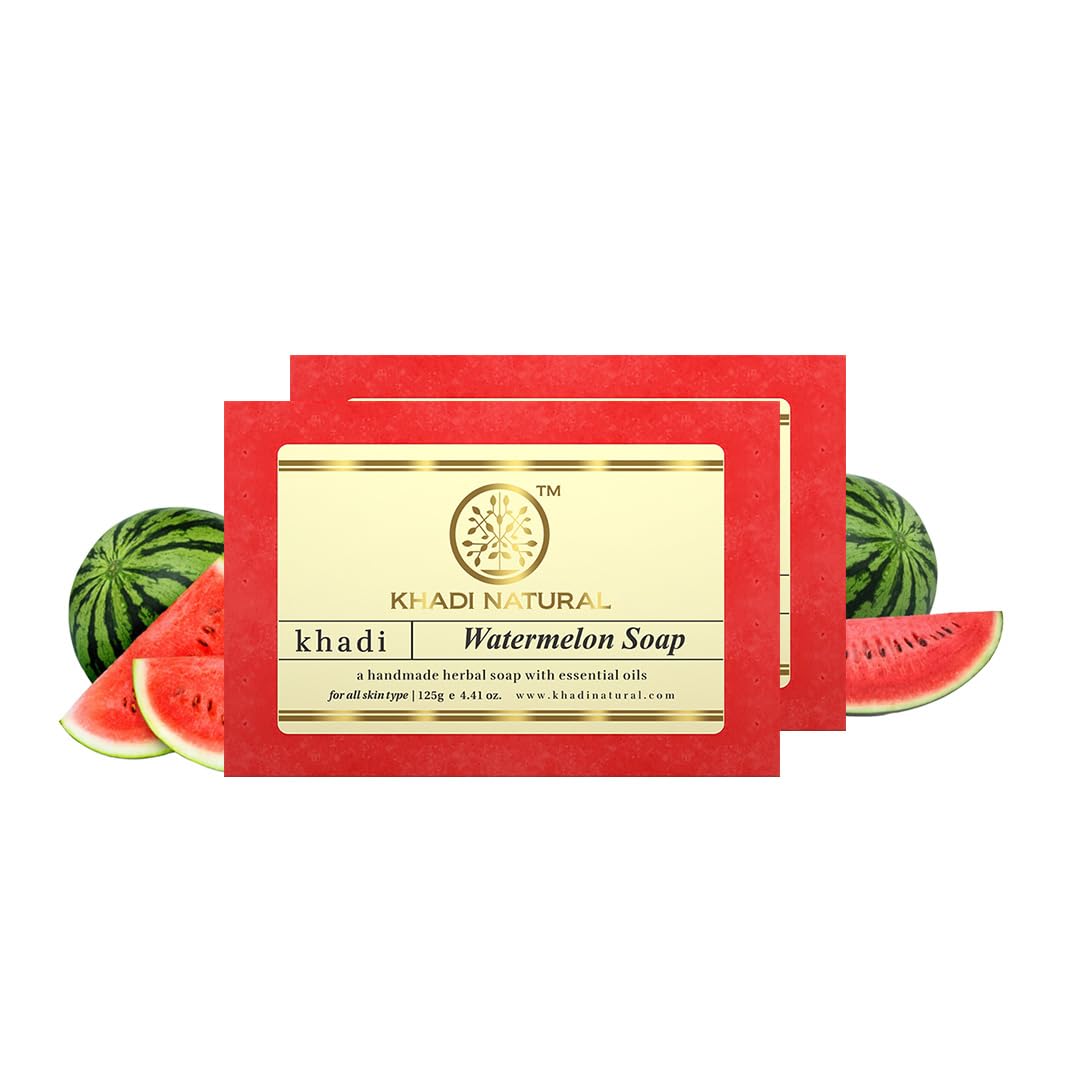 Khadi Natural Watermelon Soap| Deeply Nourishes| Cleanses Dust & Impurities| Pack of 2 (125 * 2) (250gm)